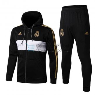 Real Madrid Chaqueta Capucha Black White + Pantalon 2019/2020