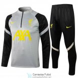 Liverpool Sudadera De Entrenamiento Grey + Pantalon Black 2021/2022