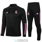 Real Madrid Sudadera De Entrenamiento Black + Pantalon Black 2020/2021