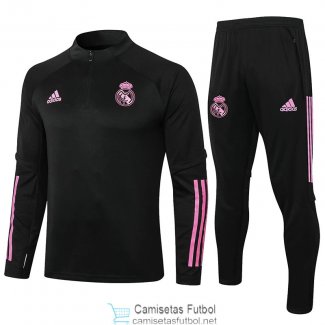 Real Madrid Sudadera De Entrenamiento Black + Pantalon Black 2020/2021