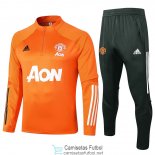 Manchester United Sudadera De Entrenamiento Orange + Pantalon 2020/2021