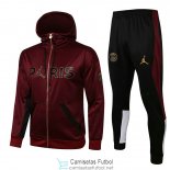 PSG x Jordan Chaqueta Capucha Burgundy + Pantalon Black 2021/2022